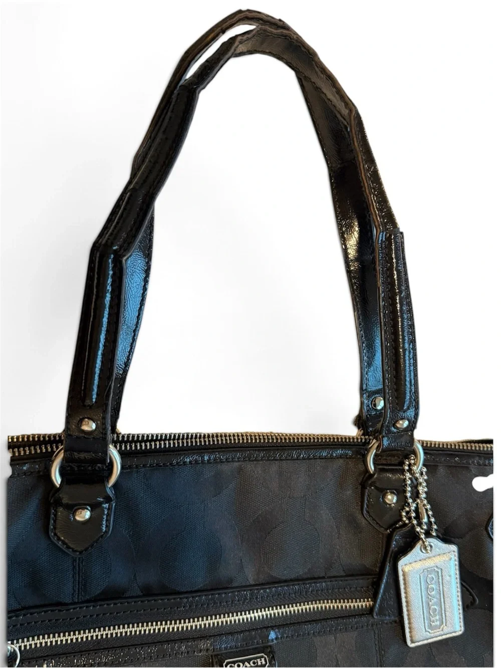 Coach Black Signature Canvas Shoulder Tote